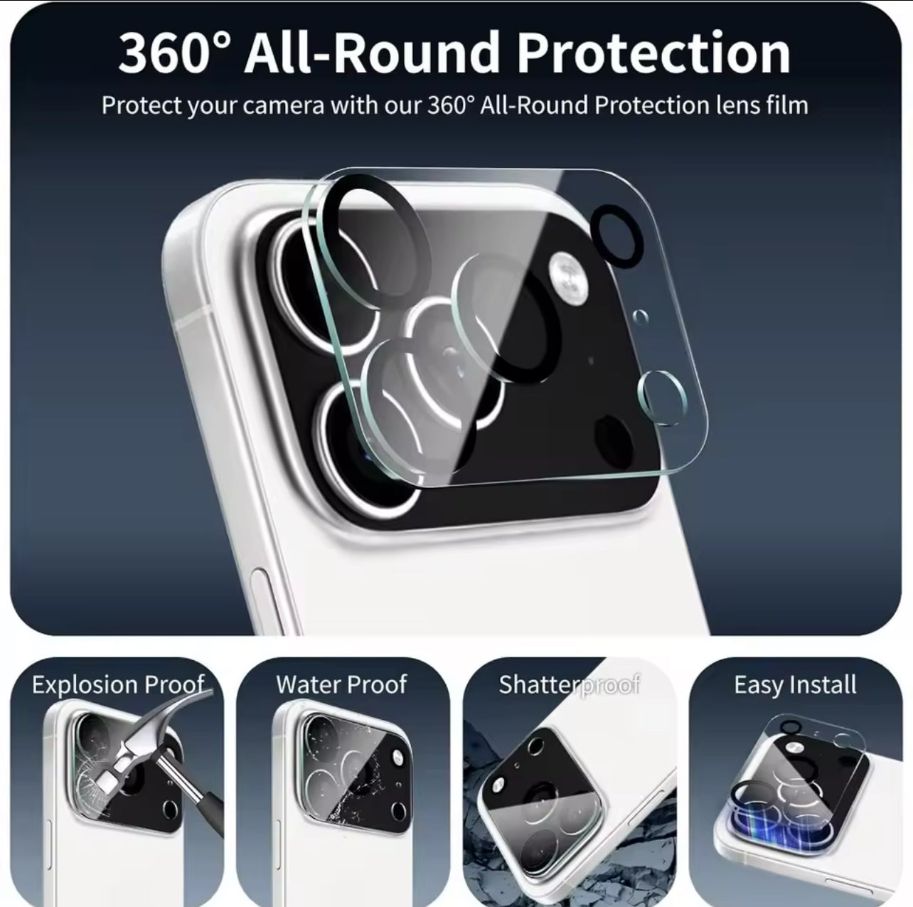 PJun Branded Premium 9H Clear Camera Lens Protector- 4PCS for Apple iPhone 17 Series 2025 PJun Branded Premium 9H Clear Camera Lens Protector- 4PCS for Apple iPhone 17 Series 2025